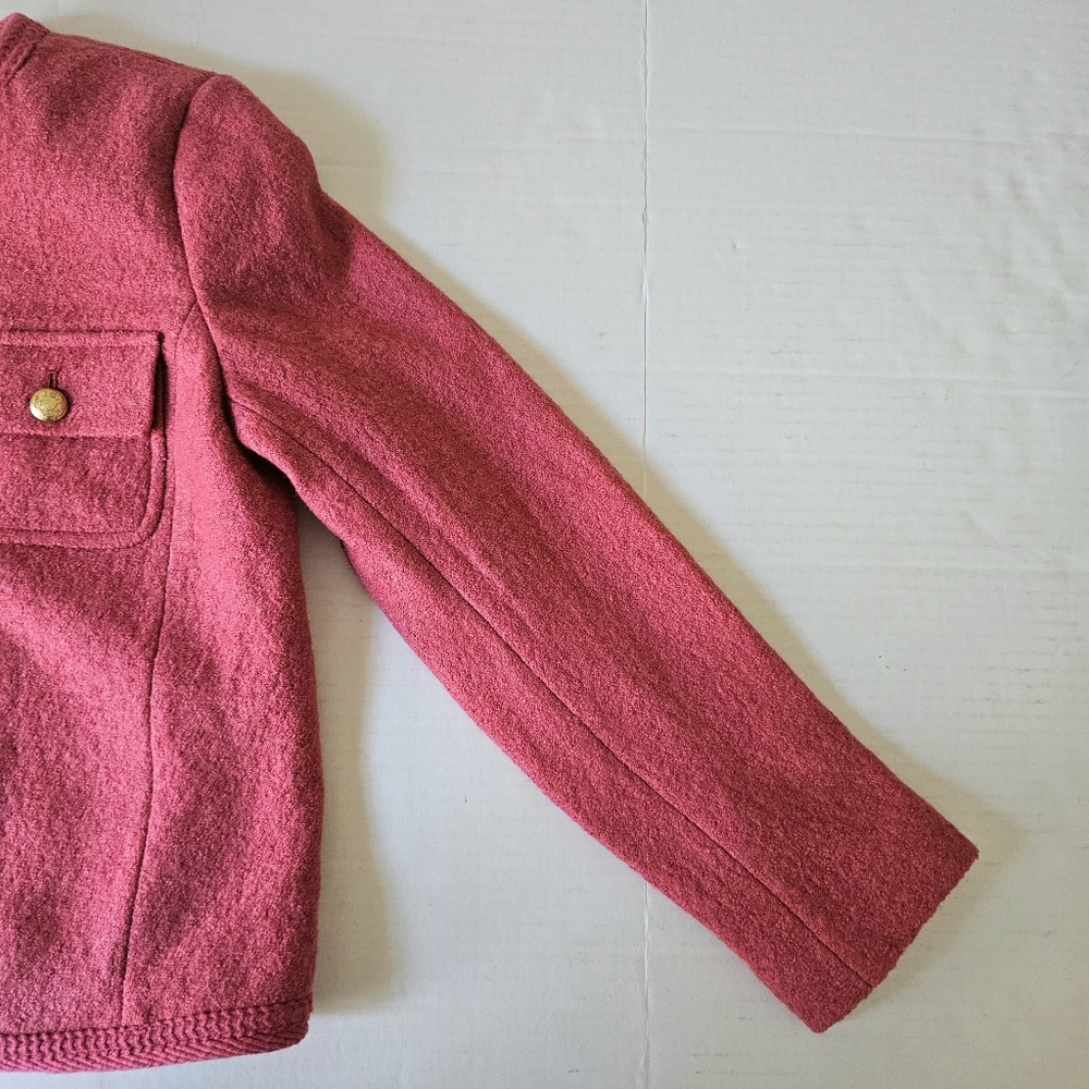 Talbots Berkshire Crop Jacket Blazer Size 8 Pink Coral Wool Blend - Picture 8 of 12